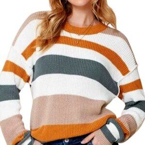 Kara Classic Cotton Color Block Knit Sweater